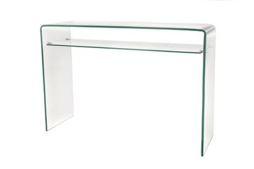 Design consoletafel FANTOME 100cm transparant glas met plank, Huis en Inrichting, Ophalen of Verzenden, Nieuw
