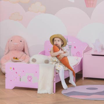 Roze Kinderbed Prinses Kasteel Design 140x70 cm met Lattenbo, Verzenden, Nieuw