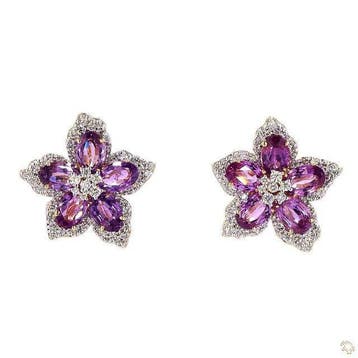 Oorbellen - 14 karaat Geel goud - 7.39ct. tw. Saffier -, Sieraden, Tassen en Uiterlijk, Oorbellen, Nieuw