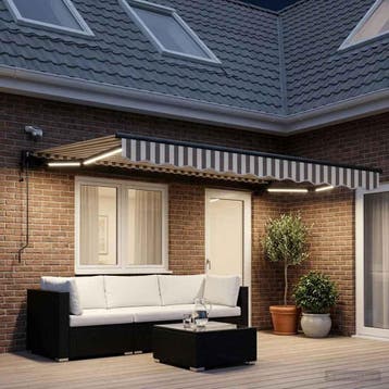 vidaXL Elektrisch Uittrekbaar Zonnescherm Lichtgrijs en wit., Verzenden, Nieuw