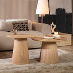 50% Korting: Salontafels Ash set van 2 Ø50 en Ø62 cm blank, Ophalen, Scandinavisch, Japandi, Landelijk, Modern, Zo goed als nieuw