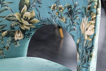 Design stoel PRET-A-PORTER turquoise fluweel bloemmotief en, Huis en Inrichting, Stoelen, Ophalen of Verzenden, Nieuw