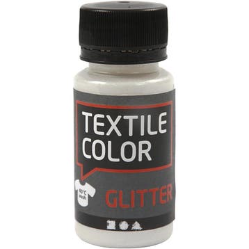 Textile Color, glitter, transparant, 50 ml/ 1 fles, Nieuw