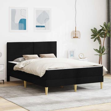 vidaXL Bedframe Zwart 120 x 190 cm Polyester, Huis en Inrichting, Slaapkamer | Matrassen en Bedbodems, Verzenden, Nieuw