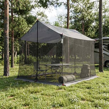vidaXL Campingzeil met gaaswanden 270 x 210 x 210 cm Grijs, Caravans en Kamperen, Tenten, Verzenden, Nieuw, Tot en met 2