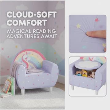 Paarse Kinderfauteuil met Eenhoorn Design - Zachte Leeshoek, Verzenden, Nieuw