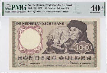 Nederland. - 100 Gulden 1953 - Erasmus - Pick 88 (Zonder