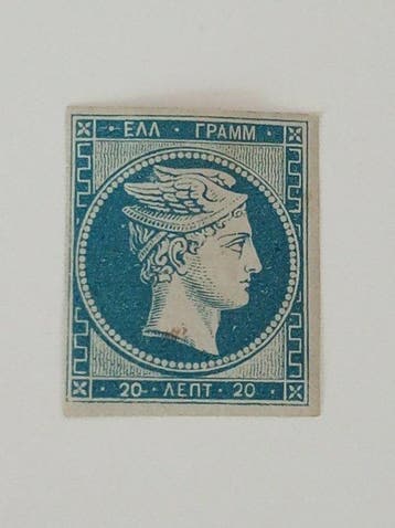 Griekenland 1861 - Groot Hoofd Hermes, 20 Lepta, Parijs Druk, Gestempeld