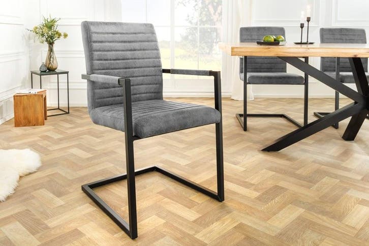 industrieele sledestoel LOFT vintage grijze armleuningen, Huis en Inrichting, Stoelen, Ophalen of Verzenden