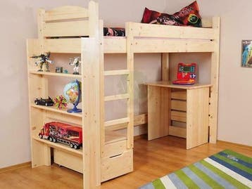 ROCKWOOD® Hoogslaper Pepijn met Bureau + Stelling (TIP), 85 tot 100 cm, Hoogslaper of Stapelbed, Nieuw, Ophalen of Verzenden
