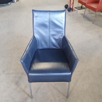 Antraciet lederen fauteuil / armchair (alleen per set), Ophalen of Verzenden, Nieuw