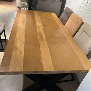 Metalo Eettafel 200x100 - Henders en Hazel, Huis en Inrichting, Eikenhout, Nieuw, 150 tot 200 cm, Industrieel