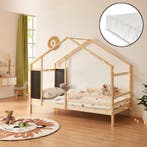 Kinderbed Lorenskog huisbed met matras 200x90 cm naturel [en, Verzenden, Nieuw