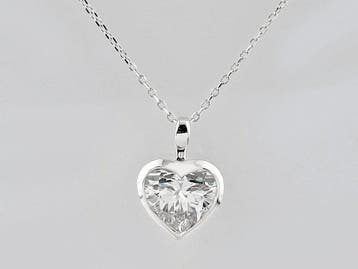 Zonder minimumprijs - Ketting met hanger - 14 karaat Witgoud