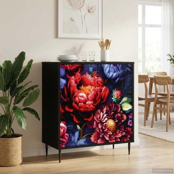vidaXL Dressoir KIEL Zwart eiken 69 x 33 x 76 cm Bewerkt, Verzenden, Nieuw, Overige houtsoorten, Minder dan 50 cm