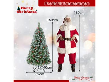 COSTWAY Kunstkerstboom 150 cm - Verlicht met 200 LED lampen, Verzenden, Nieuw