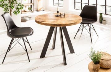 Massieve eettafel IRON CRAFT 80cm rond naturel mangohout -, Huis en Inrichting, Ophalen of Verzenden, Nieuw