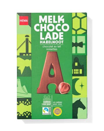 HEMA Chocoladeletter melk hazelnoot A 140g 2 voor 4.99, Verzenden, Nieuw
