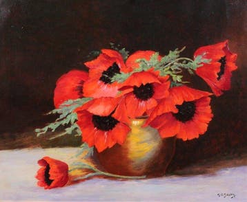 Henry Jacques Delpy (1877–1957) - Poppy flowers in a vase,