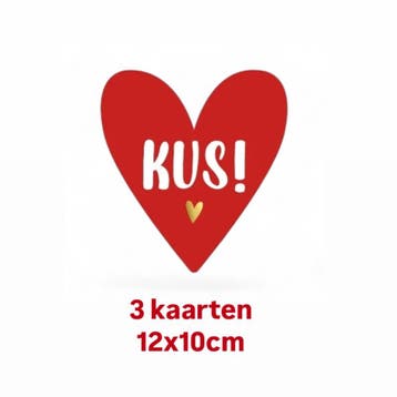 3 kaart in hartvorm KUS - valentijn - liefde - (Kaarten), Ophalen of Verzenden, Nieuw