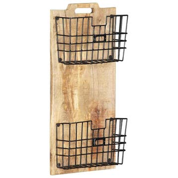 vidaXL Tijdschriftenwandrek 33x10x67 cm massief ruw, Huis en Inrichting, Verzenden, Nieuw