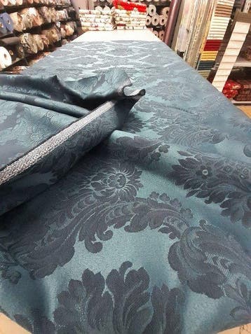 Meubelstof - 270 cm - 280 cm - Barokke stof navyblauw