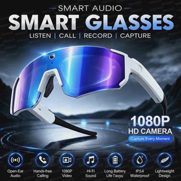AI Smart Bril met Camera & Bluetooth Audio - 1080P Video, Ve, Computers en Software, Verzenden, Nieuw