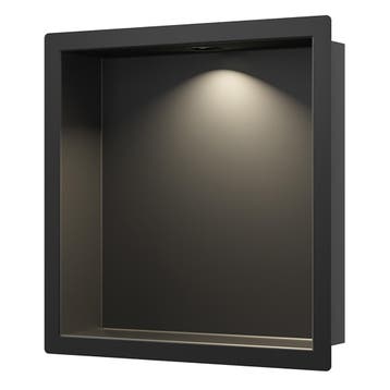 Wiesbaden Demis Inbouwnis met LED 30x30x7cm - Mat Zwart, Ophalen of Verzenden, Nieuw, Rvs