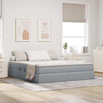 vidaXL Opslag bed met matras Lichtgrijs 180 x 200 cm, Huis en Inrichting, Slaapkamer | Bedden, Verzenden, Nieuw