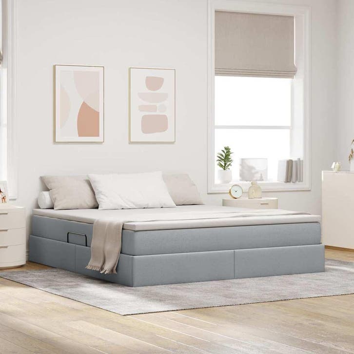 vidaXL Opslag bed met matras Lichtgrijs 180 x 200 cm, Huis en Inrichting, Slaapkamer | Bedden, Nieuw, Verzenden