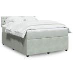 vidaXL Boxspring met matras fluweel lichtgrijs 160x200 cm, Verzenden, 200 cm, 160 cm, Nieuw