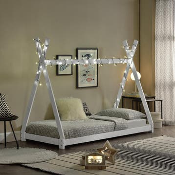 Kinderbed Onejda Tipi grenen met bedbodem 90x200 cm wit, Verzenden, Nieuw