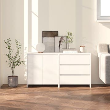 vidaXL 2 st Dressoirs bewerkt hout wit, 100 tot 150 cm, Verzenden, Nieuw, 25 tot 50 cm