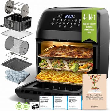 Airfryer oven XXL - heteluchtfriteuse - 12L - 1800W - Zwart, Verzenden, Zo goed als nieuw