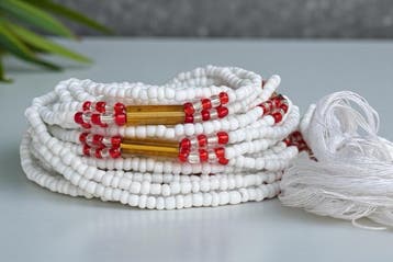 3 in 1 Waist Beads / Afrikaanse Heupketting -  Obasi - Wit (, Ophalen of Verzenden, Nieuw