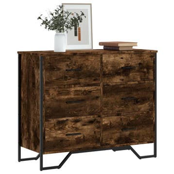 vidaXL Ladekast 91x35,5x74,5 cm bewerkt hout gerookt, Kinderen en Baby's, Verzenden, Nieuw