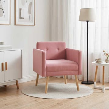 vidaXL Accentstoel Roze fluweel, Verzenden, Nieuw
