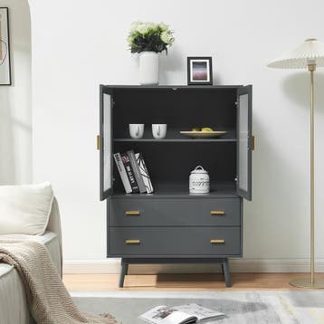 Vitrinekast Susa 120x80x40 cm grijs [en.casa], Verzenden, Nieuw