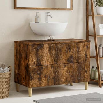 vidaXL Badkamer wastafelkast DELFT Gerookt eiken 82 x 41 x, Verzenden, Nieuw, Wastafelkast
