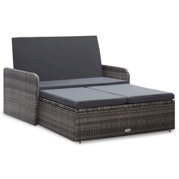 vidaXL 2-delige Loungeset met kussens poly rattan grijs, Verzenden, Nieuw, 2 zitplaatsen, Loungeset