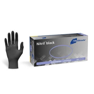 Meditrade Nitril handschoenen - zwart- 100 stuks - Extra, Verzenden, Nieuw