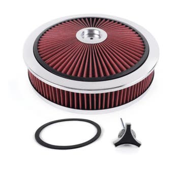 Luchtfilter 14 X 3 inch high flow chroom met rood filter, Auto-onderdelen, Ophalen of Verzenden, Nieuw