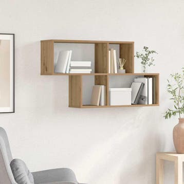 vidaXL Wandplank Muurmontage Bruin Bewerkt hout, Verzenden, Nieuw