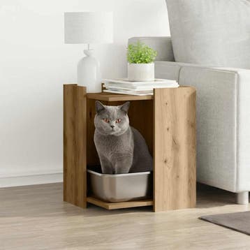 vidaXL Kattenbakkast 42x42x51 cm bewerkt hout artisanaal, Verzenden, Nieuw
