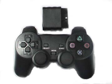 PS2 Controller Dualshock 2 Wireless Zwart (Third Party), Spelcomputers en Games, Ophalen of Verzenden, Zo goed als nieuw