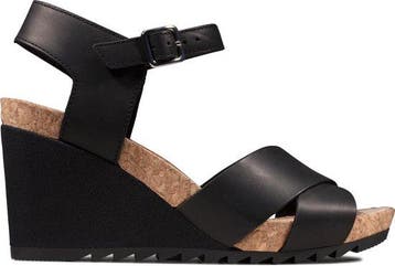 Clarks Flex Sun - 38 - Dames Sandalen - Black Leather, Verzenden, Nieuw