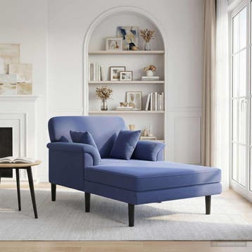 vidaXL Chaise longue Politieblauw fluweel, Verzenden, Nieuw