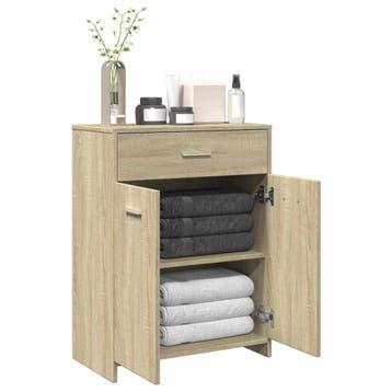 vidaXL Badkamerkast 60x33x80 cm spaanplaat sonoma, Huis en Inrichting, Badkamer | Badkamermeubels, Verzenden, Nieuw, (Half)hoge kast