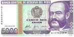 Peru 5.000 Intis 1988 – Miguel Grau – Bankbiljet, Verzenden