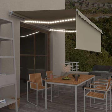 vidaXL Luifel handmatig uittrekbaar met rolgordijn en LED, Verzenden, Nieuw